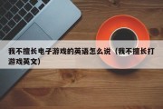 我不擅长电子游戏的英语怎么说（我不擅长打游戏英文）